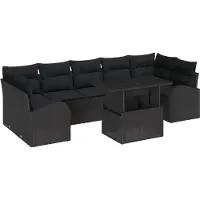 vidaXL Tuinbank Set 8 st Zwart Poly Riet