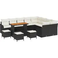 vidaXL Tuinbank Set 13 st 12-Aantal zitplaatsen Zwart en Crème