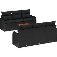 vidaXL Tuinbank Set 7 st Zwart poly rattan