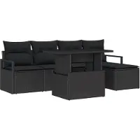 vidaXL Tuinbank Set 6 st Zwart poly rattan