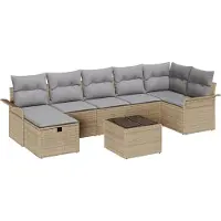 vidaXL Tuinbank Set 8 st Beige en Lichtgrijs poly rattan