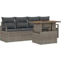 vidaXL - Tuinbank - Set - 5 - st - 4-Aantal - zitplaatsen - Grijs