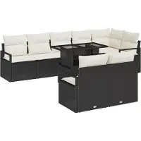 vidaXL Tuinbank Set 9 st 8-Aantal zitplaatsen Zwart en Crème