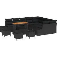 vidaXL Tuinbank Set 13 st 12-Aantal zitplaatsen Zwart Poly rattan