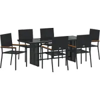 vidaXL Tuin Eettafel Set 7 pcs Zwart poly rattan