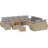 vidaXL Tuinbank Set 13 st 13-Aantal zitplaatsen beige en lichtgrijs