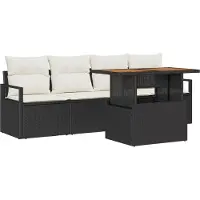 vidaXL Tuinbank Set 5 st 4-Aantal zitplaatsen Zwart en crème