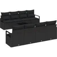 vidaXL Tuinbank Set 9 st 8-Aantal zitplaatsen Zwart poly rattan