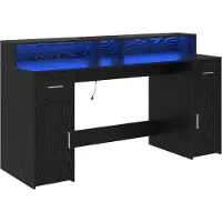vidaXL Bureau met lade Zwart eiken 160 x 55 x 91 cm Bewerkt hout