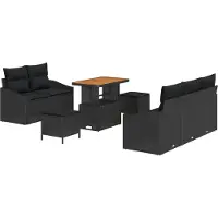 vidaXL Tuinbank Set 8 st 7-Aantal zitplaatsen Zwart