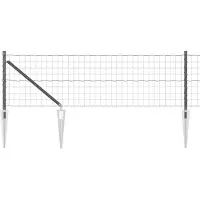 vidaXL Euro-hek met grondpennen 25 x 0,6 m PVC-Coated Staal Grijs Mesh