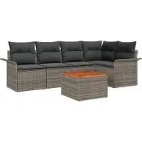 vidaXL Tuinbank Set 6 st 5-Aantal zitplaatsen Grijs poly rattan