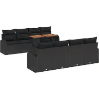 vidaXL Tuinbank Set 9 st Zwart Poly rattan