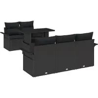 vidaXL Tuinset met 6 zitplaatsen, zwart [Synthetisch]: Polyrotan