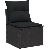 vidaXL Tuinbank Set 7 st 6-Aantal zitplaatsen Zwart poly rattan