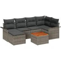 vidaXL Tuinbank Set 7 st Grijs poly rattan