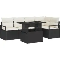 vidaXL Tuinbank Set 6 st 5-Aantal zitplaatsen Zwart en Crème