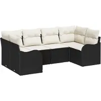 vidaXL Tuinbank Set 6 st Zwart en wit Poly rattan