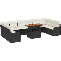 vidaXL Tuinbank Set 11 st 10-Aantal zitplaatsen Zwart en crème