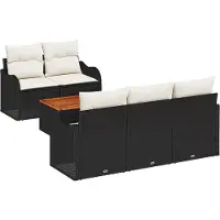 vidaXL Tuinbank Set 6 st Zwart poly rattan