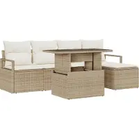vidaXL Tuinbank Set 6 st Beige en Crème poly rattan