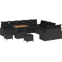 vidaXL Tuinset, 13 stuks, 12 zitplaatsen, zwart