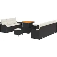 vidaXL Tuinbank Set 10 st Zwart poly rattan