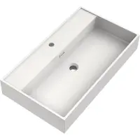 Brauer Gravity Wastafel 80x46cm - Mineraalmarmer - 1 Kraangat - Wit - 8720724515476 - Wastafels, Meubelwastafels