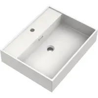 Brauer Gravity Wastafel 60x46cm - Mineraalmarmer - 1 Kraangat - Wit - 8720724515452 - Wastafels, Meubelwastafels