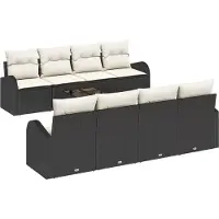 vidaXL Tuinbank Set 9 st 8-Aantal zitplaatsen Zwart en Crème