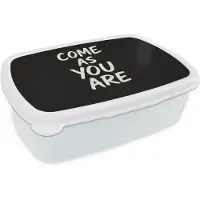 MuchoWow Broodtrommel Wit - Lunchbox Quote - Zwart - Simpel - Brooddoos 18x12x6 cm - Brood lunch box - Broodtrommels voor kinderen en volwassenen