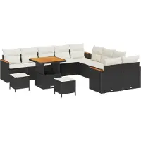 vidaXL Tuinbank Set 13 st 12-Aantal zitplaatsen Zwart poly rattan