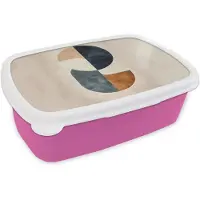 MuchoWow Broodtrommel Roze - Lunchbox Cirkels - Abstract - Kleurrijk - Brooddoos 18x12x6 cm - Brood lunch box - Broodtrommels voor kinderen en volwassenen