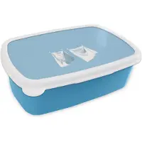 MuchoWow Broodtrommel Blauw - Lunchbox Lakens - Waslijn - Blauw - Minimalistisch - Brooddoos 18x12x6 cm - Brood lunch box - Broodtrommels voor kinderen en volwassenen