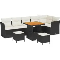 vidaXL Tuinbank Set 9 st 6-Aantal zitplaatsen Zwart en crème