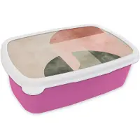 MuchoWow Broodtrommel Roze - Lunchbox Cirkel - Abstract - Roze - Brooddoos 18x12x6 cm - Brood lunch box - Broodtrommels voor kinderen en volwassenen