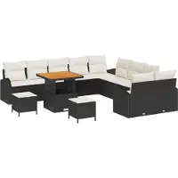 vidaXL Tuinbank Set 13 st 12-Aantal zitplaatsen Zwart en Crème
