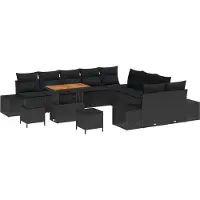 vidaXL Tuinbank Set 13 st 12-Aantal zitplaatsen Zwart Poly rattan