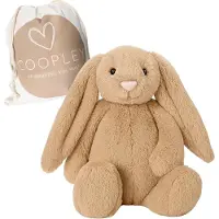 Coopley Verzwaringsknuffel 2Kg - Verzwaarde Knuffel - Coco Konijn - Weighted Stuffed Animal - Sensorisch Speelgoed - Voor Kinderen En Volwassenen - Bruin - Met Canvas Opbergtas