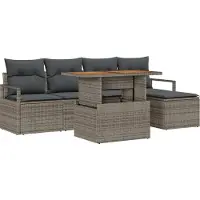 vidaXL Tuinbank Set 6 st Grijs poly rattan