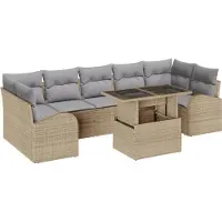 vidaXL Tuinbank Set 8 st Beige Poly Riet