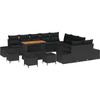 vidaXL Tuinbank Set 14 st 13-Aantal zitplaatsen Zwart Poly rattan