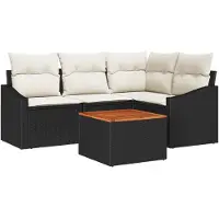 vidaXL Tuinbank Set 5 st Zwart en Crème poly rattan