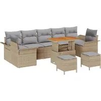 vidaXL Tuinbank Set 10 st Beige poly rattan