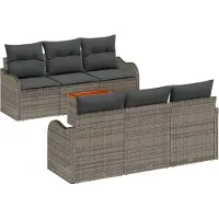 vidaXL Tuinbank Set 7 st Grijs poly rattan