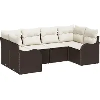vidaXL Tuinbank Set 6 st Bruin en wit Poly rattan
