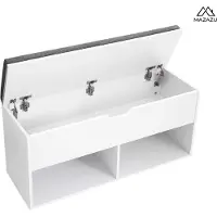 Mazazu MIRA Home - Schoenenbank - Schoenenopberger - Halbank - Schoenenrek - Wit - Hout - 104x30x48cm