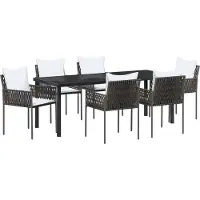 vidaXL Tuin Eettafel Set 7 st Bruin en Zwart PE Riet