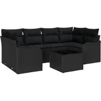 vidaXL Tuinbank Set 7 st 6-Aantal zitplaatsen Zwart
