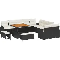 vidaXL Tuinbank Set 13 st 12-Aantal zitplaatsen Zwart en Crème